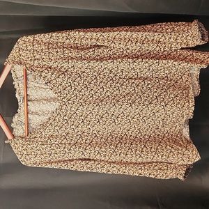 Old Navy Womens V-Neck Floral Print Poet Blouse Size XL Multicolor 3/4 Sleeve